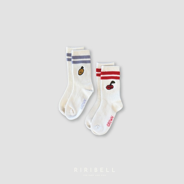 【GROWN】2-Pack Fruit Salad Cotton Socks - Milk