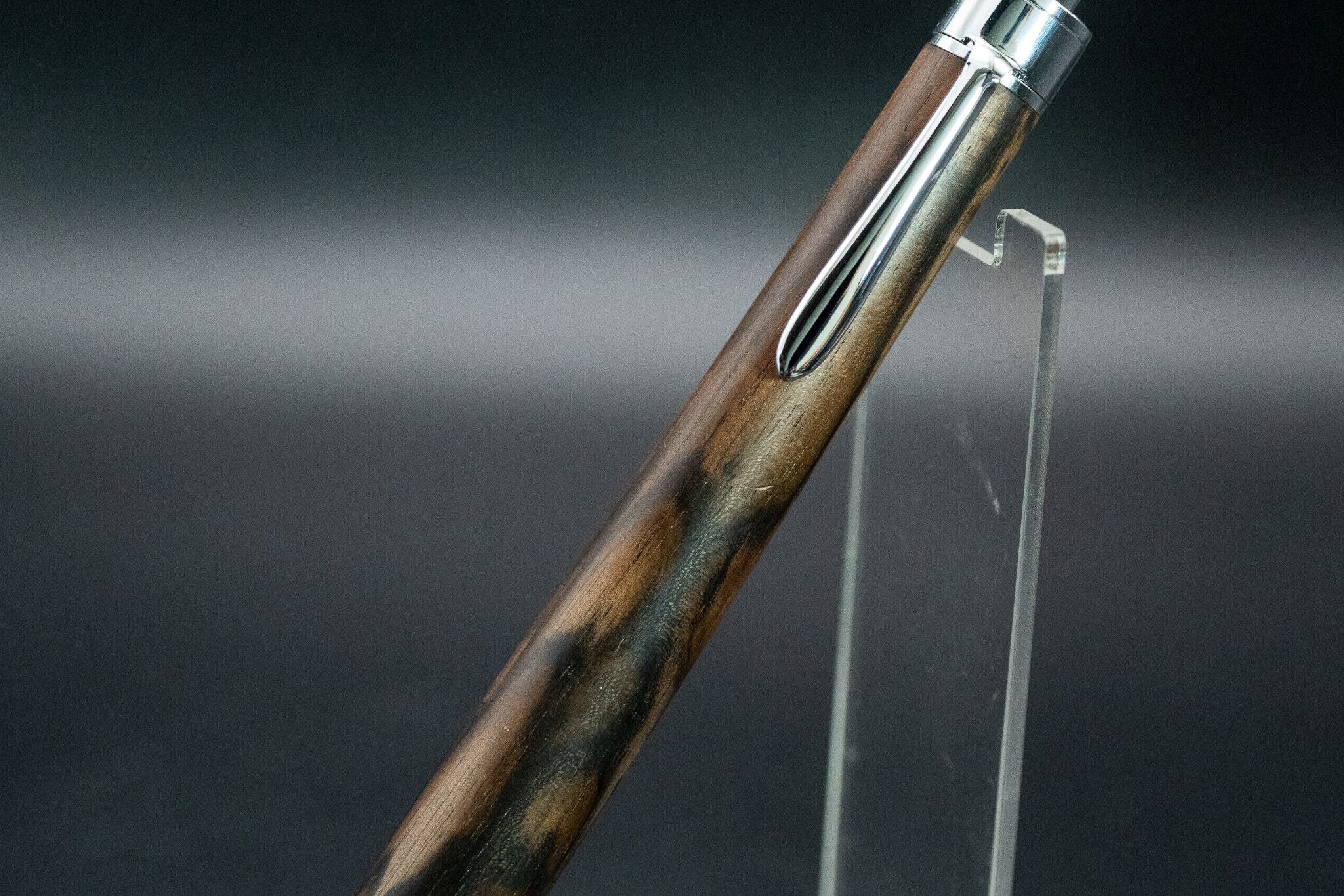 【魅惑の黒い紋様】黒柿 孔雀杢 特上 silver BP