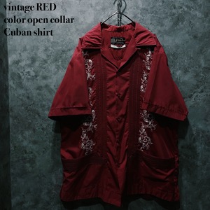 【doppio】vintage RED color open collar Cuban shirt