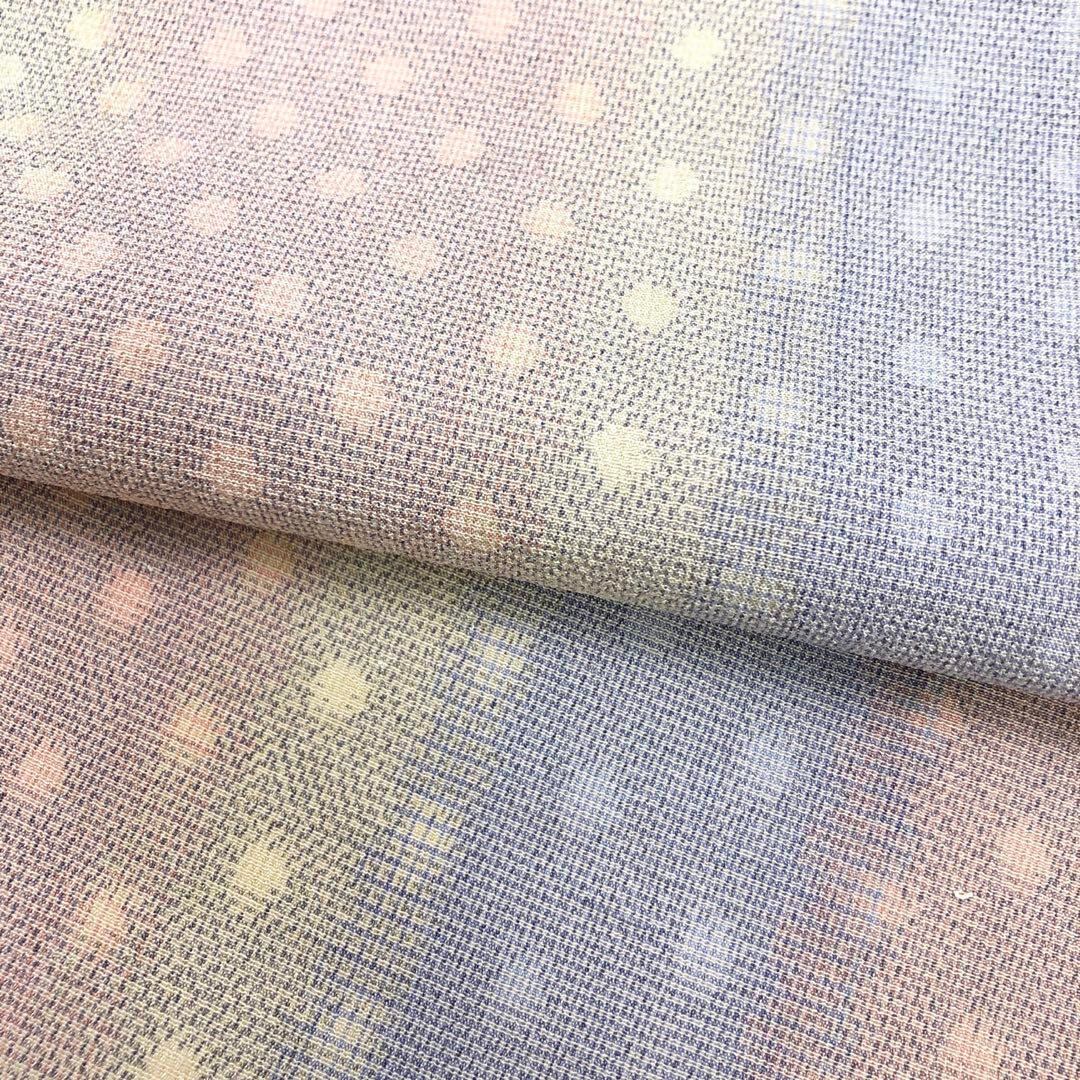K-3101 単衣 本塩沢紬 水玉織模様 パステル調グラデーション トール