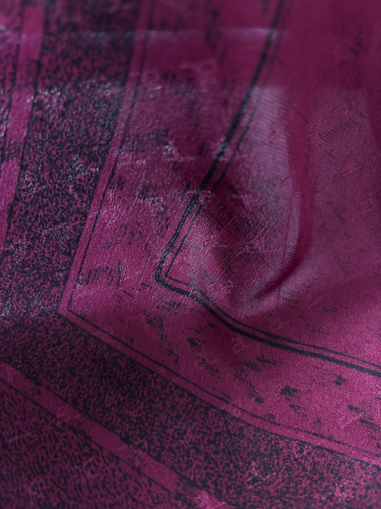burgundy geometric silk scarf-5170-8