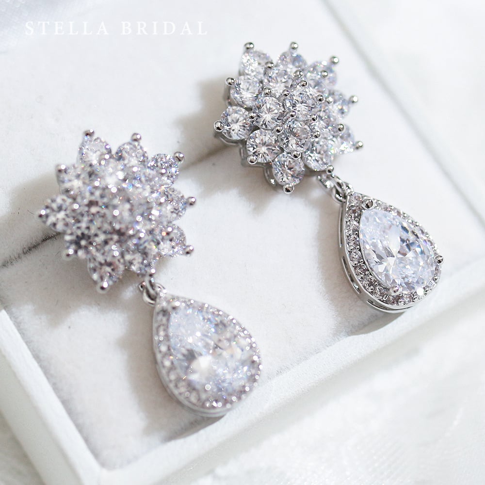 キュービックジルコニア ウェディングピアス＆イヤリング クリスタル