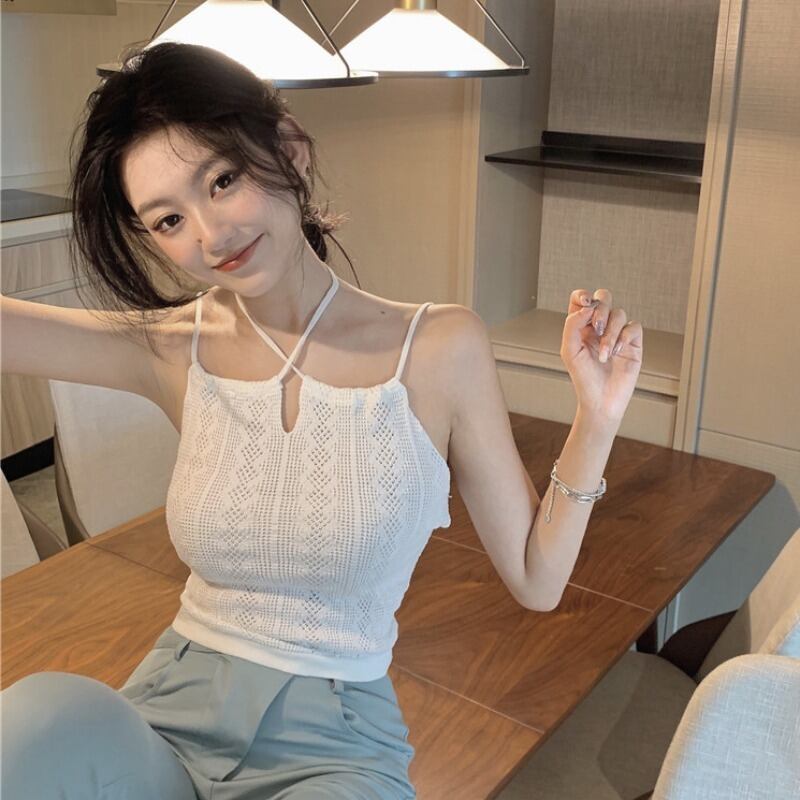 トップス レディースサマー薄手スタイルホルターノースリーブニット 大人ガーリー スウィート キュート カジュアル 夏物 1号婦人57274089856