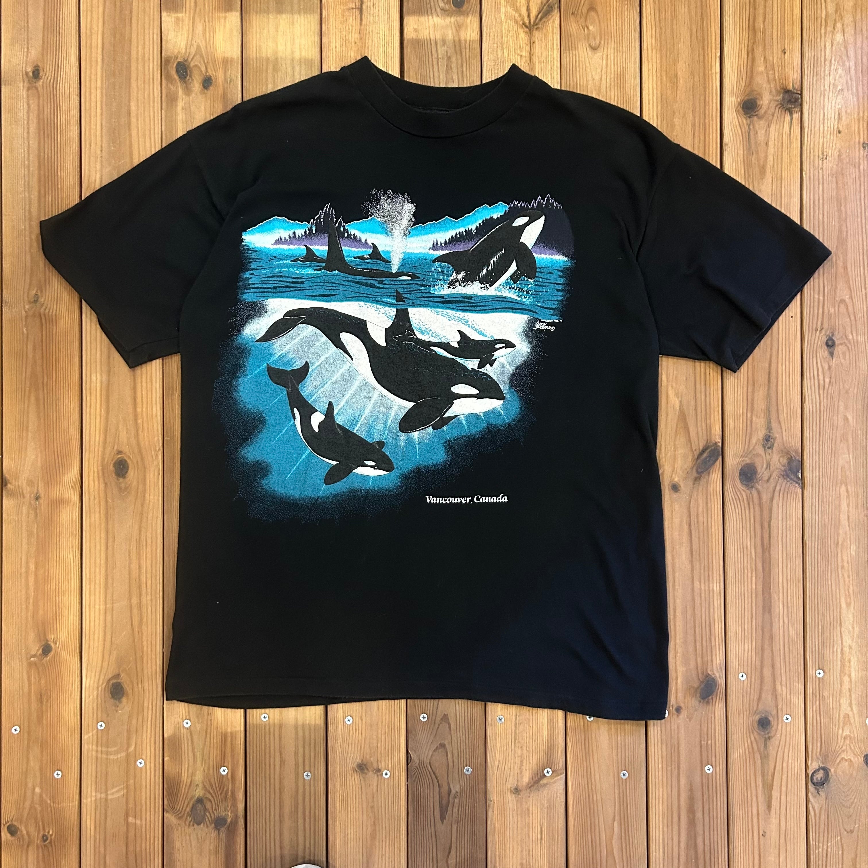 90s シャチ Tシャツ XL Harlequin アニマル フィッシュ 海 魚 #508006