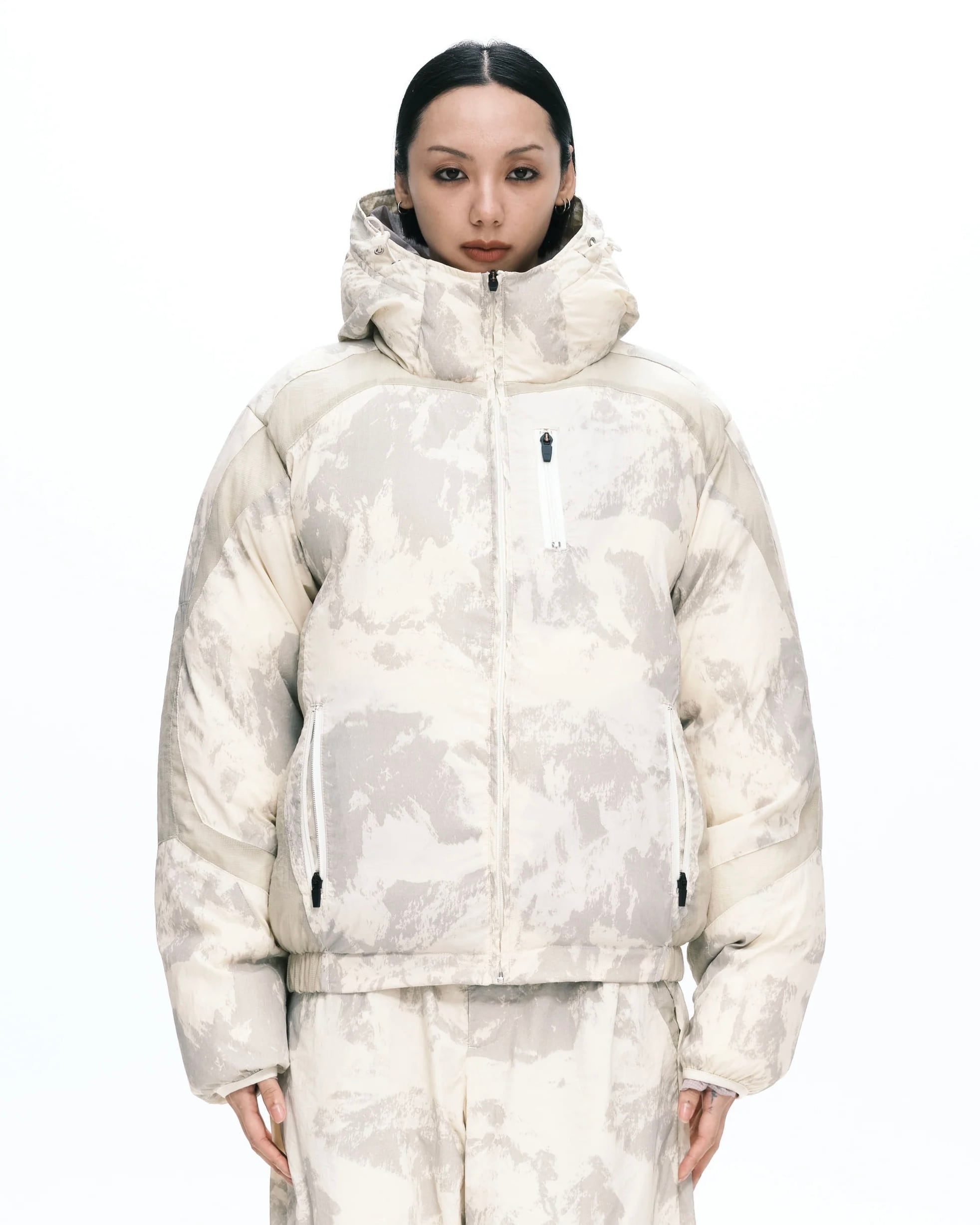 plateau studio【Snowy puffer jacket -Light grey-】