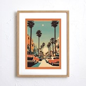 Venice Beach｜西海岸アートポスター｜カリフォルニアの海風を感じる爽やかな壁掛けインテリア｜額縁セット｜リゾート空間に最適｜A4ポスター