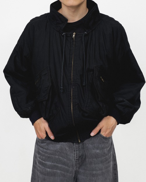 [1980s] "Germane Vintage" Black Cotton Flight Design Jacket