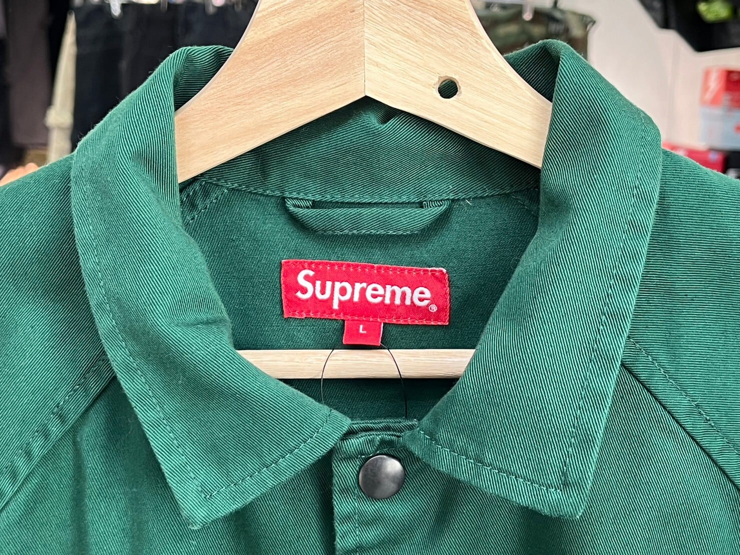 Supreme × ANTI HERO SNAP FRONT TWILL JACKET DARK GREEN LARGE 19826