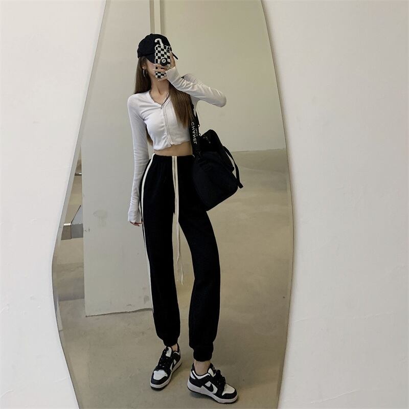 ギャザーパンツ ハイウェストウェストルーズカジュアルオータム 秋物 ガールズファッション14562021842