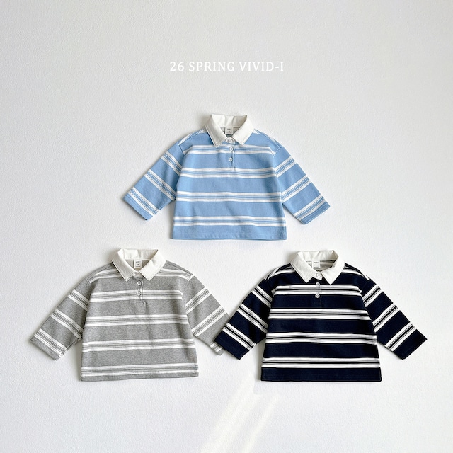 【取寄】vivid-i｜multi stripe collar tee｜マルチストライプカラーT｜XS-JM｜kids&jr｜26 spring