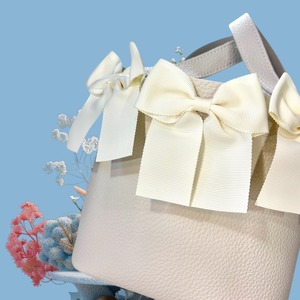 CLOSE SALE★ pb0241- NEWキューブ型リボンバッグ(合皮)《グログランリボン》