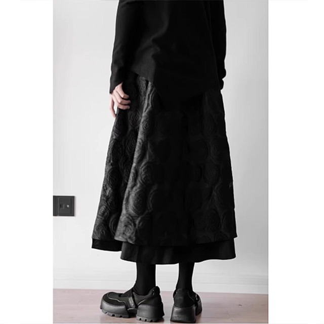 floral pattern switching flare skirt　10477