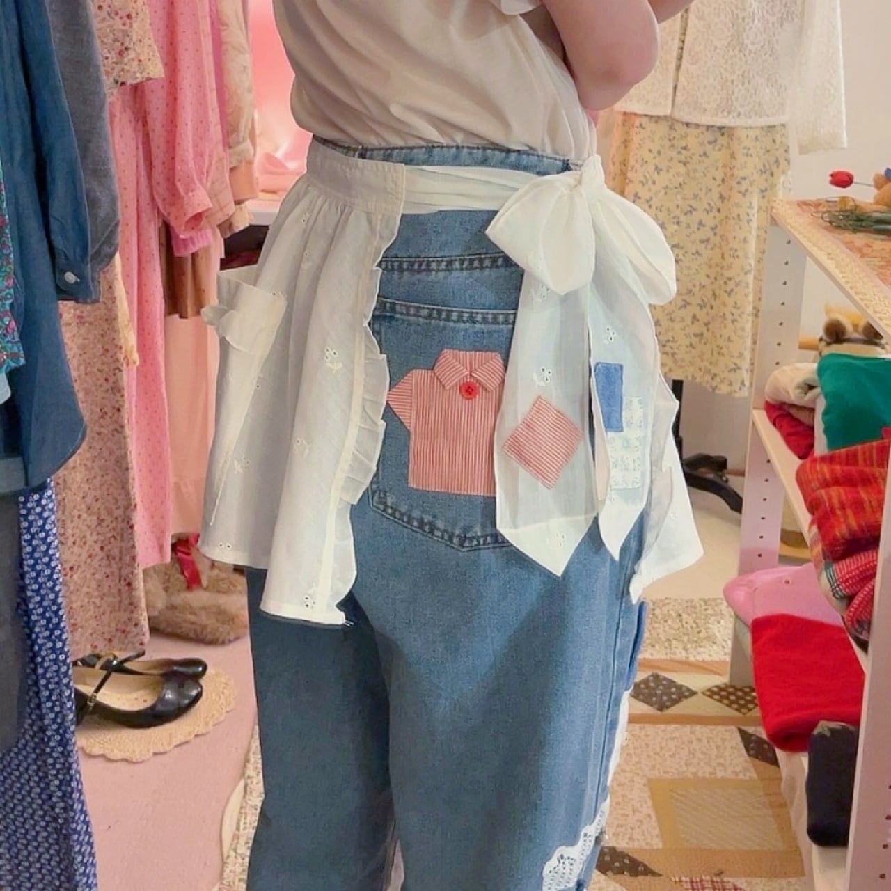 remake ✂︎ dwarf's house apron denim pants