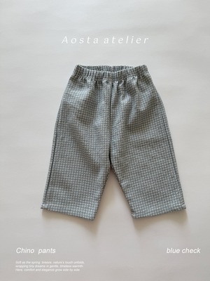 【Aosta】チノパンツ2026S／ブルーチェック（70~110cm）