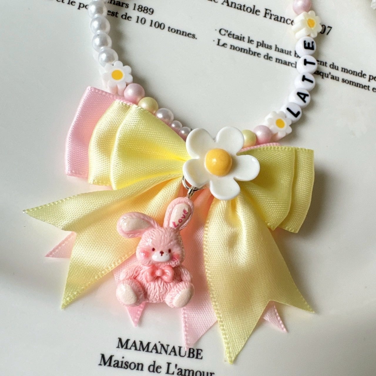 パステルのお花リボンお名前ネックレス