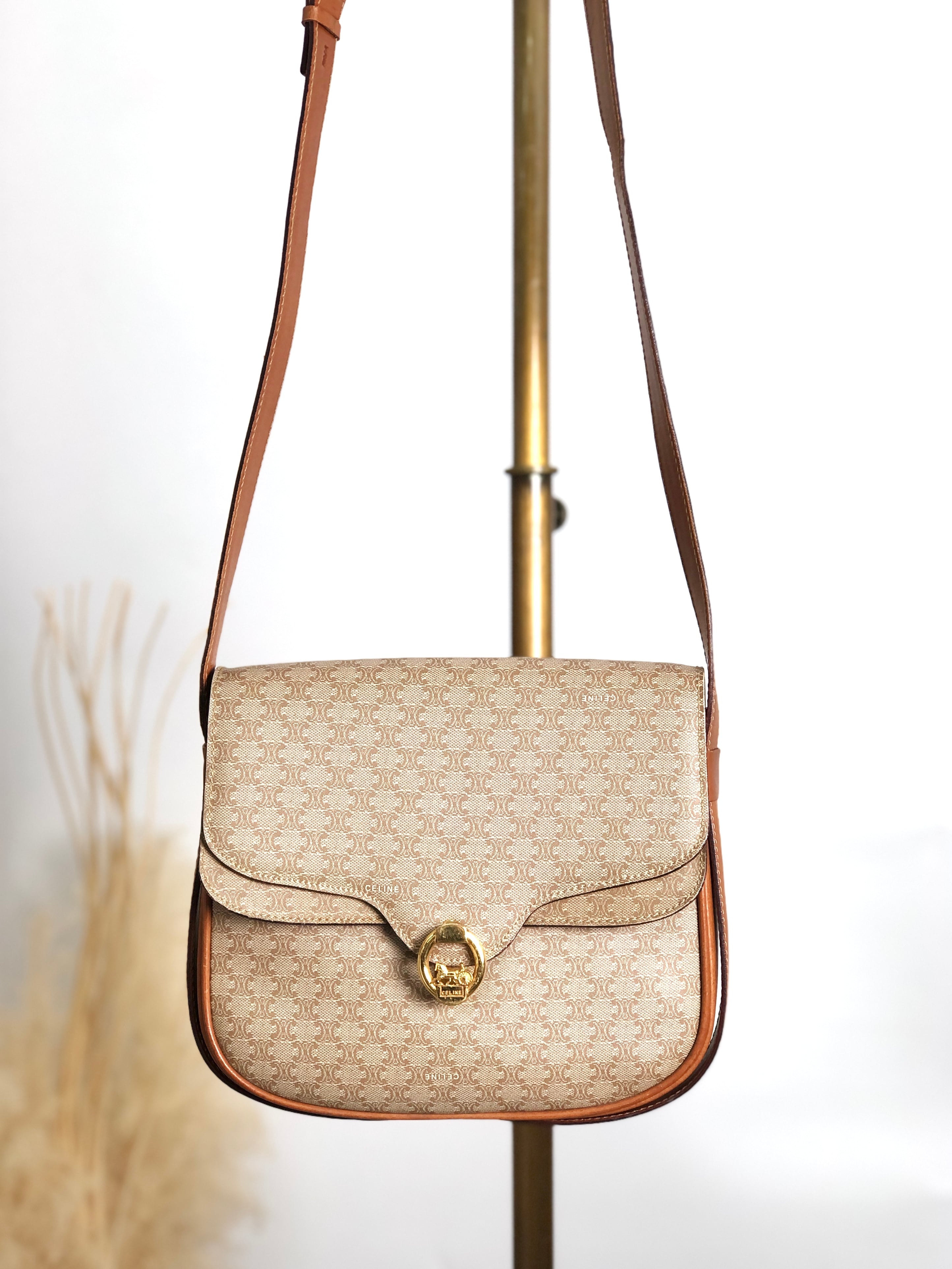 CELINE セリーヌ マカダム ショルダーバッグ ベージュ 馬車 ホース