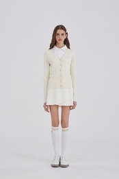 GOXO ゴーエックスオー クラシックロゴ ゴルジ ニット カーディガン クリーム