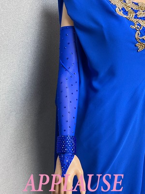 【新着】社交ダンスドレス　ラテンドレス　LA-25-3　 ロイヤルブルー（ワンショルダー）　M　デモ・競技用ドレス　発表会衣装　パーティドレス　ワンピース　舞台衣装