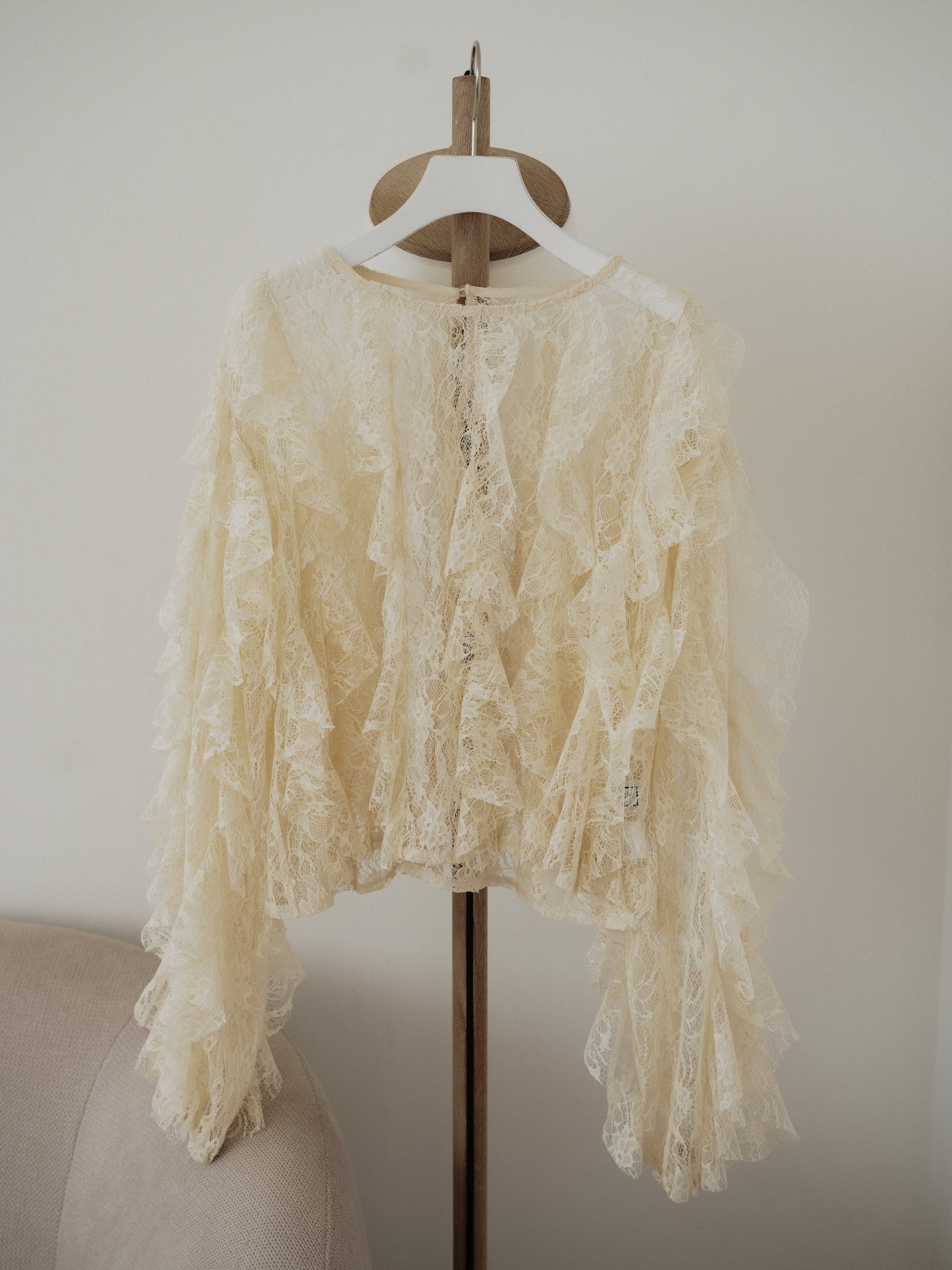 sheer lace ruffle blouse | Katrin TOKYO