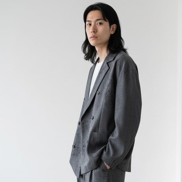 revo.ダメージジャガードダブルテーラードジャケット（チャコール）