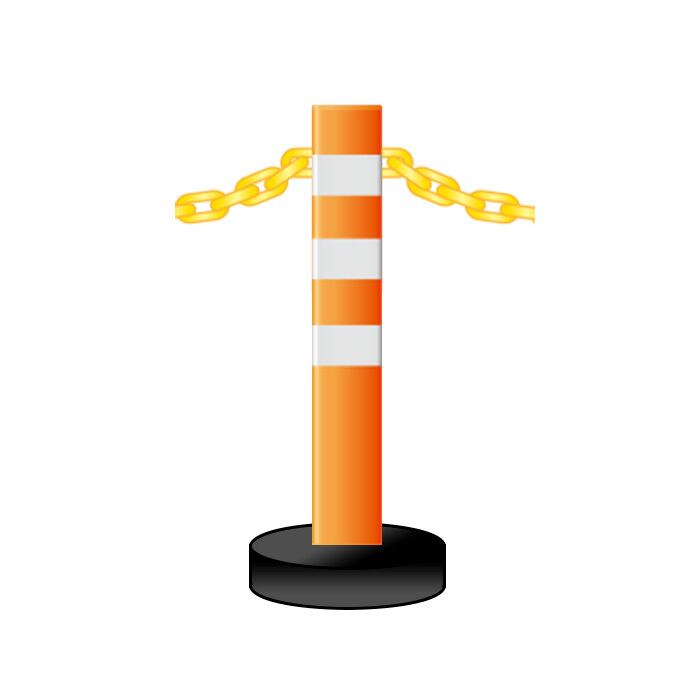 受注生産品(約1週間程度で発送)ポストフレックスチェーンタイプ ゴムベース 両フック 高さ650mm 1本 PF-GCH650 ※アンカー、接着剤、チェーンは別売 保安道路企画