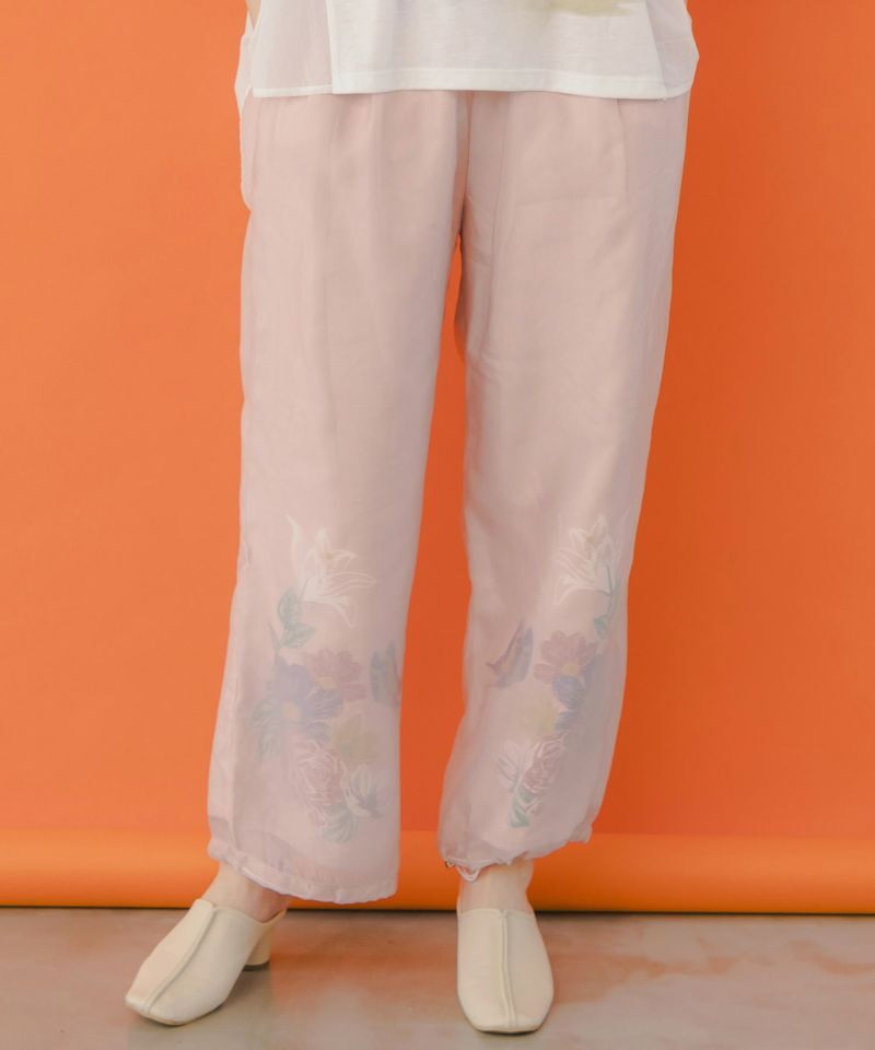 ISScoLar（イズスカラー）花蝶フリンジシフォン 異素材MIXカーゴ