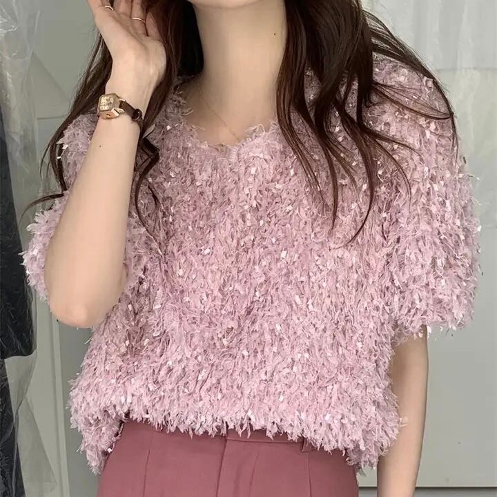 ボリュームピンクトップス