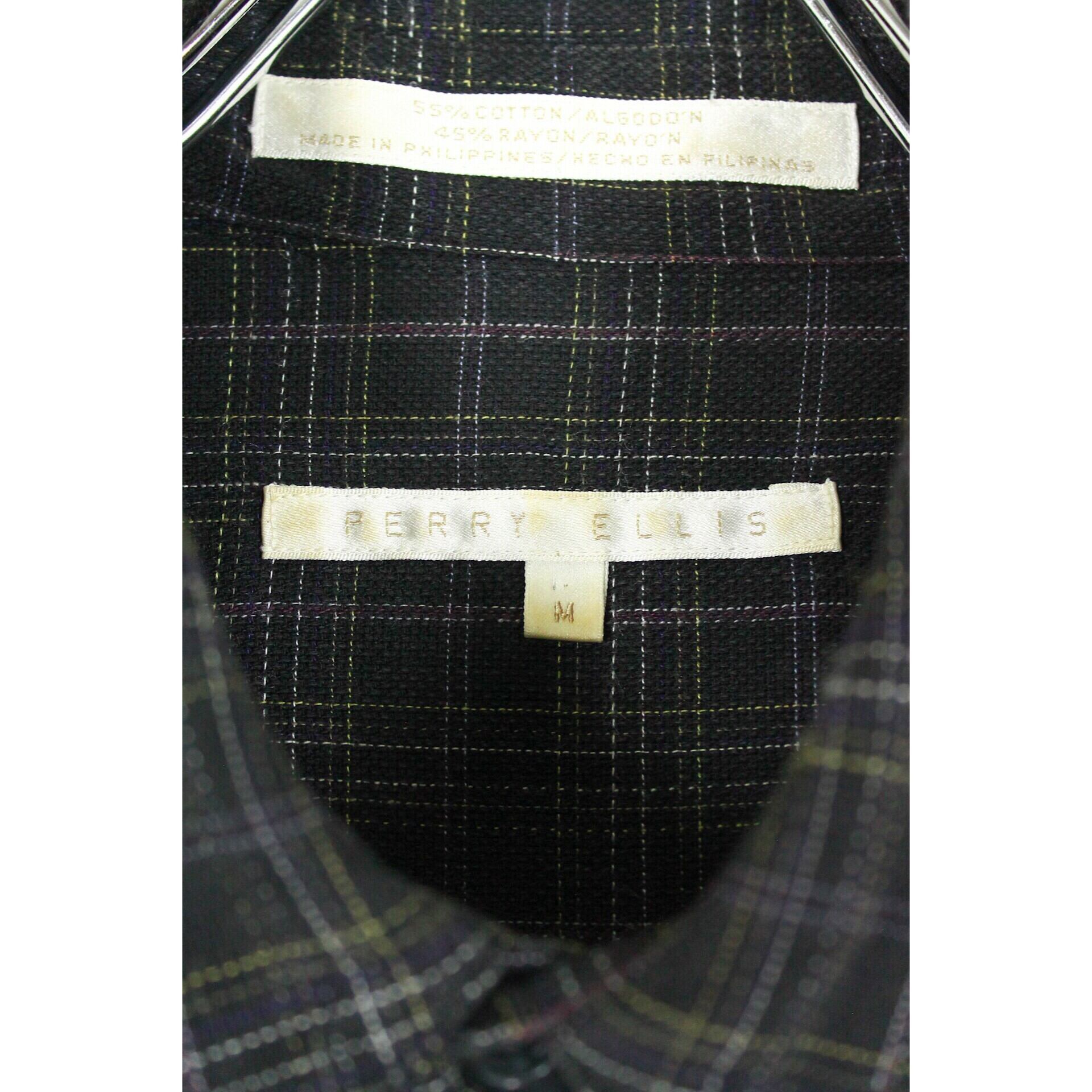 PERRY ELLIS コットン×レーヨン グラフチェックシャツ 【FF-0523】 | cv