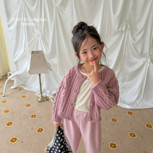 送料無料【予約】ninibello /Mauve Knit Cardigan