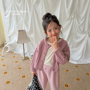 送料無料【予約】ninibello /Mauve Knit Cardigan