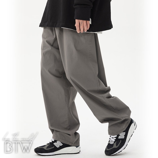 【韓国メンズファッション】シンプルワイドパンツ チノパン ウエストゴム ゆったり オーバーサイズ BW2121