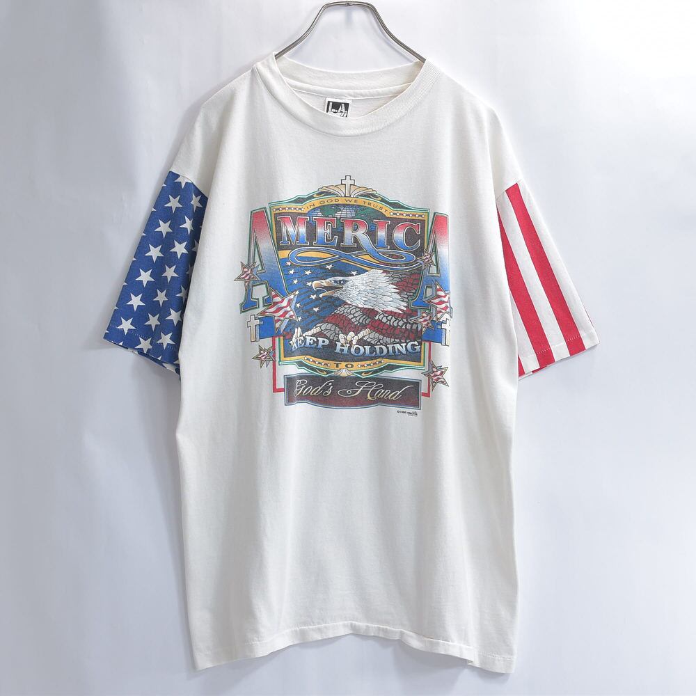 90s アメリカ製 Stars & Stripes 星条旗柄 デザイン プリントTシャツ
