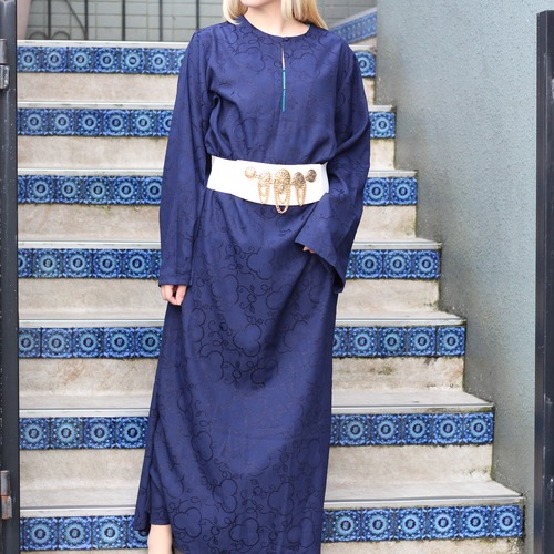 EU VINTAGE EMBROIDERY JACQUARD LONG ONE PIECE/ヨーロッパ古着刺繍ジャガードロングワンピース