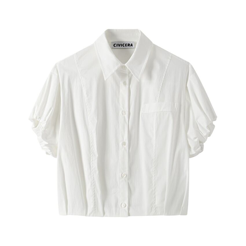 puff sleeve button-down shirt L0598