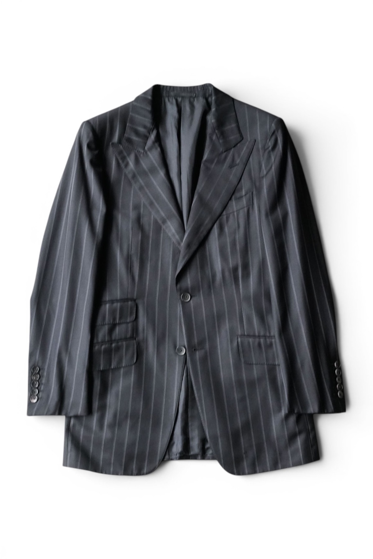 01SS "GUCCI" Stripe Pattern Wool Cashmere Peaked Lapel 2B Tailored ...