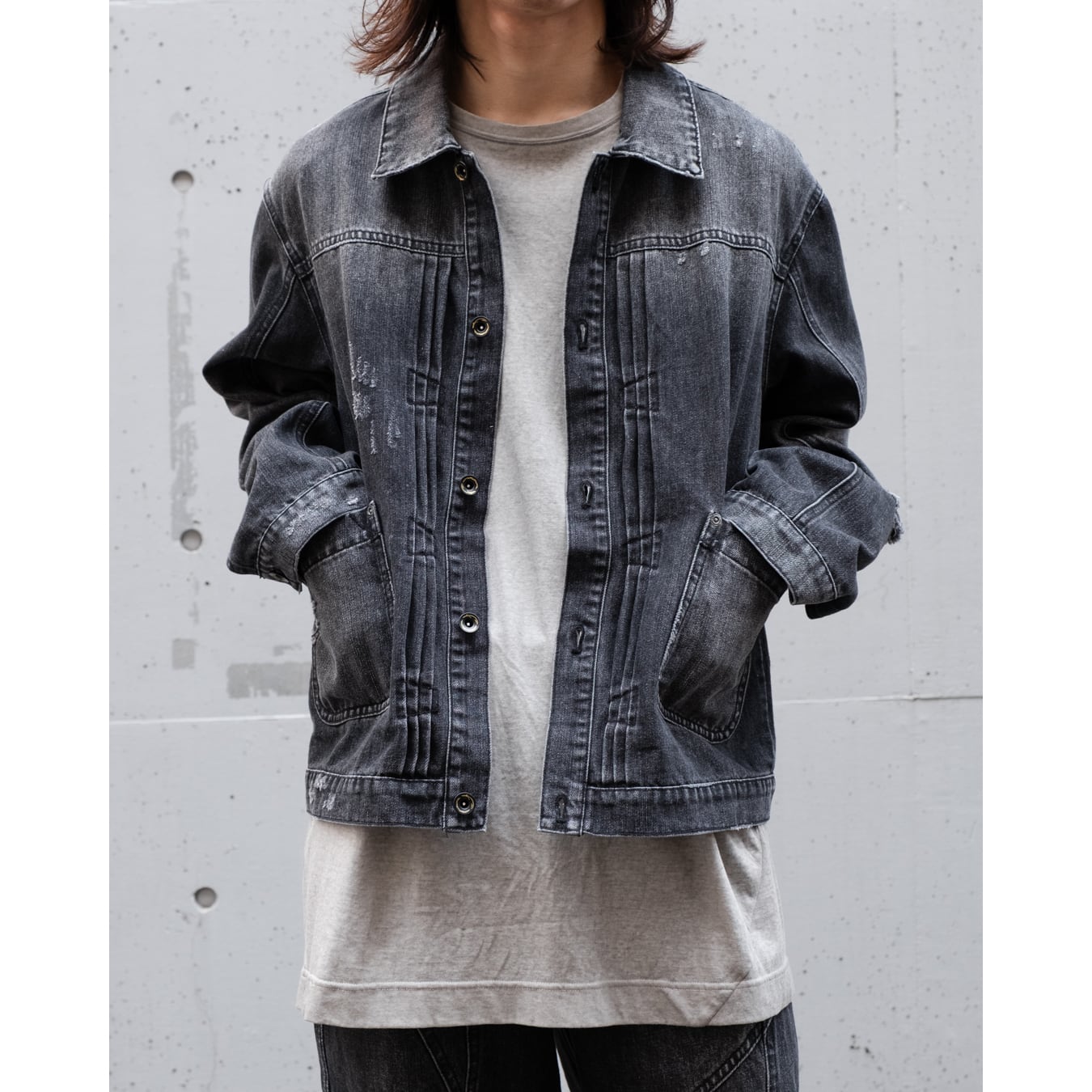 Professor.E ](プロフェッサーイー) 25SS-PE-JKT-13 DISTRESSED PLEATS