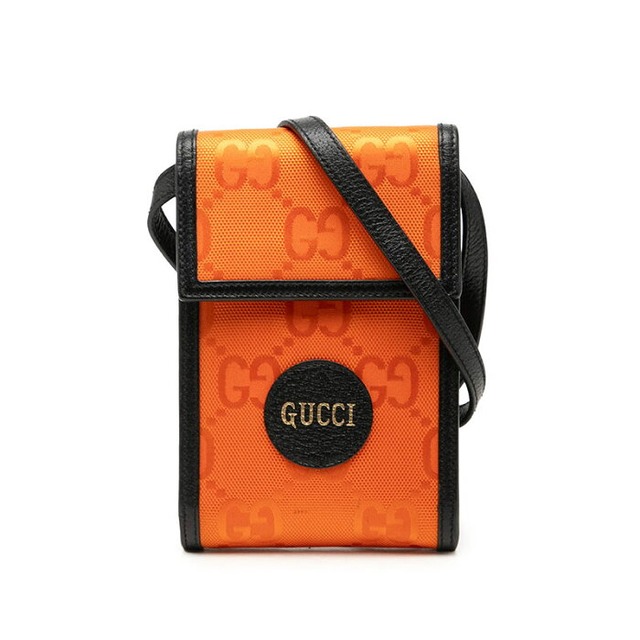 グッチ GGロゴ オフ ザ グリッド 斜め掛け ショルダーバッグ 625599 オレンジ ナイロン レザー レディース GUCCI 中古