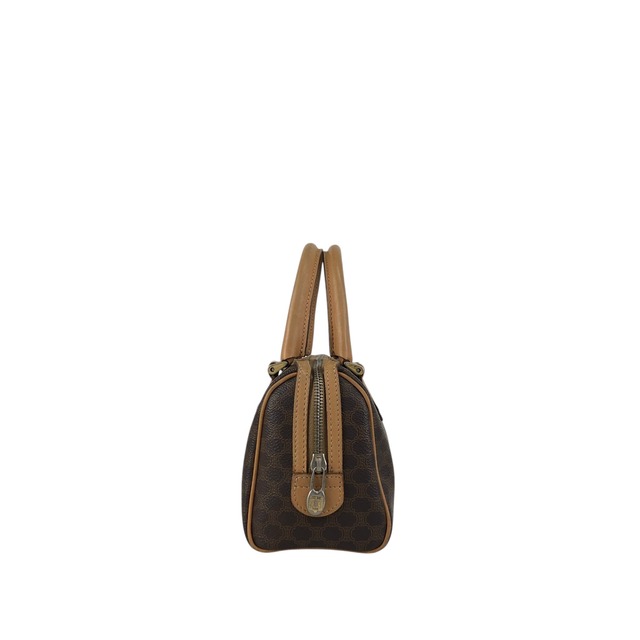 CELINE セリーヌ マカダム ハンドバッグ ブラウン PVC レザー ミニバッグ ミニボストン vintage ヴィンテージ オールド i42xbv