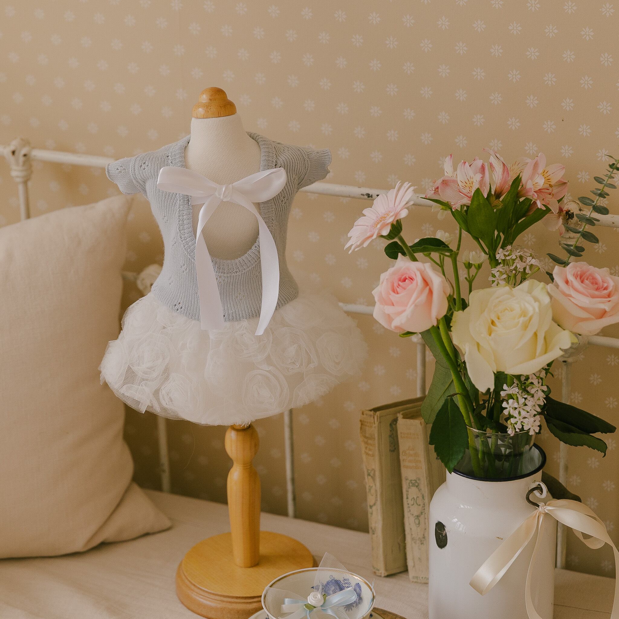 予約【kiki＆nini】Rose Tutu Dress (Powder Blue)