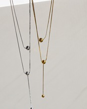 10/30(金)21時新作発売*stainless double ball  lariat necklace