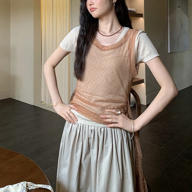 sheer dot nosleeve　k-0211
