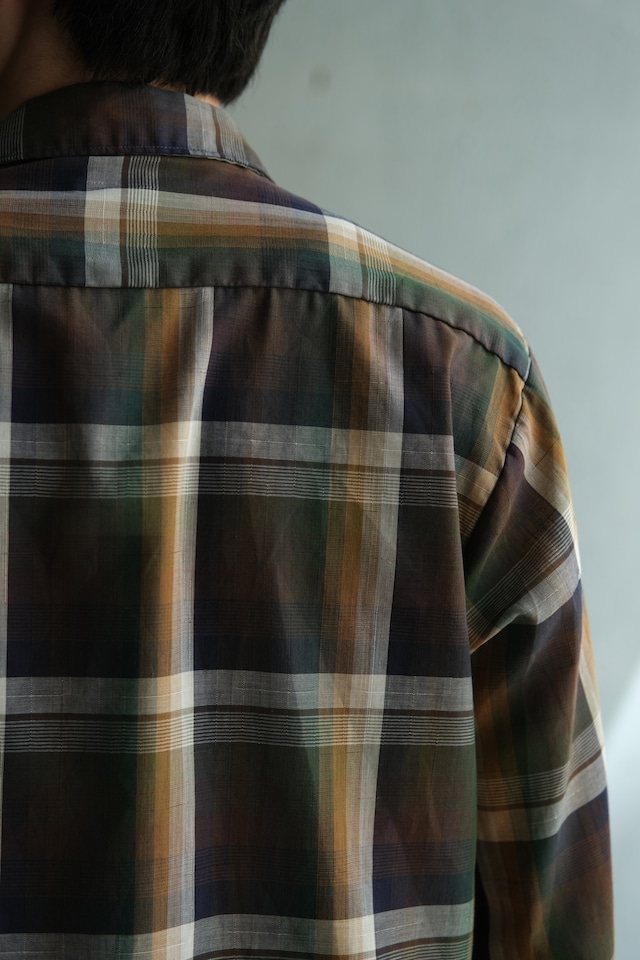 Utah/60-70's "UNKNOWN " cotton polyester open collar shirt
