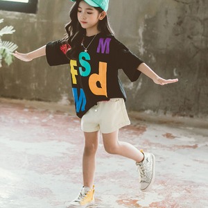 子供服 韓国 キッズ ロングtシャツ 女の子 小学生 春服 夏服 おしゃれ かわいい きれいめ 大人可愛い カジュアル トップス Ritz Chic