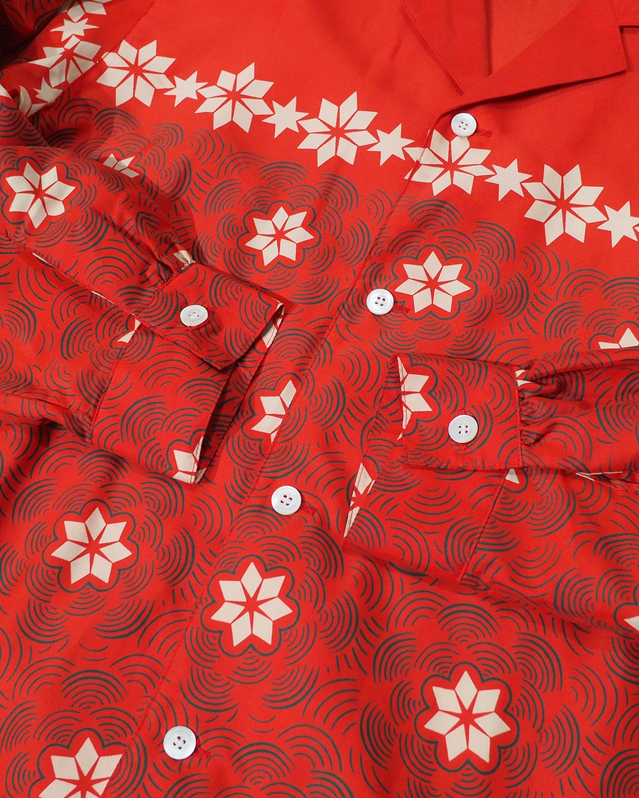 1980s " NICOLE CLUB " Arabesque oriental pattern Design vintage Open collar shirt