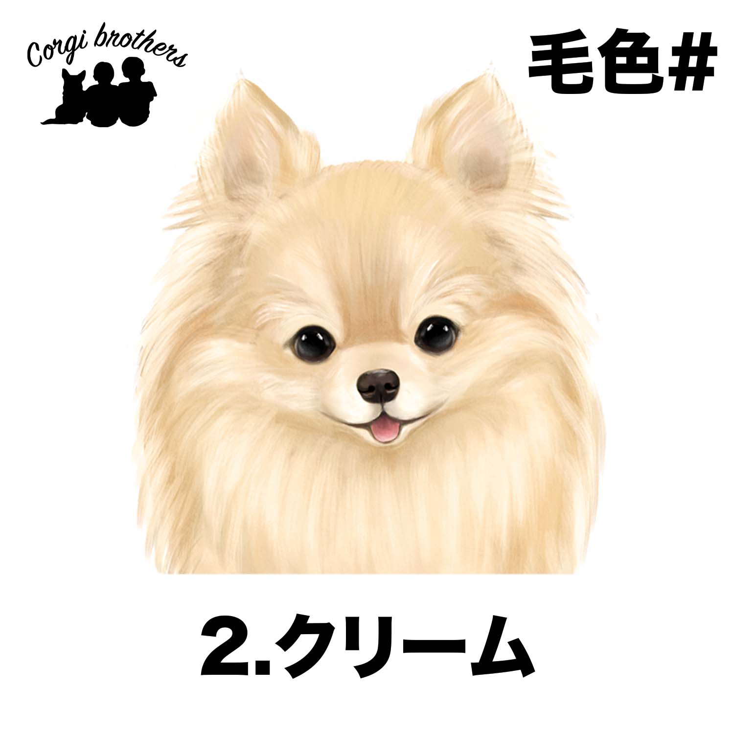 ポメラニアン 水彩画風 毛色6色 】 タオルハンカチ ピンク＆ブルー2枚