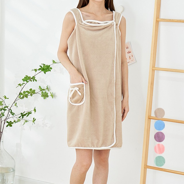 ラップタオル レディース 送料無料 大人用 バスローブ 速乾 ノースリーブ スナップボタン 151991