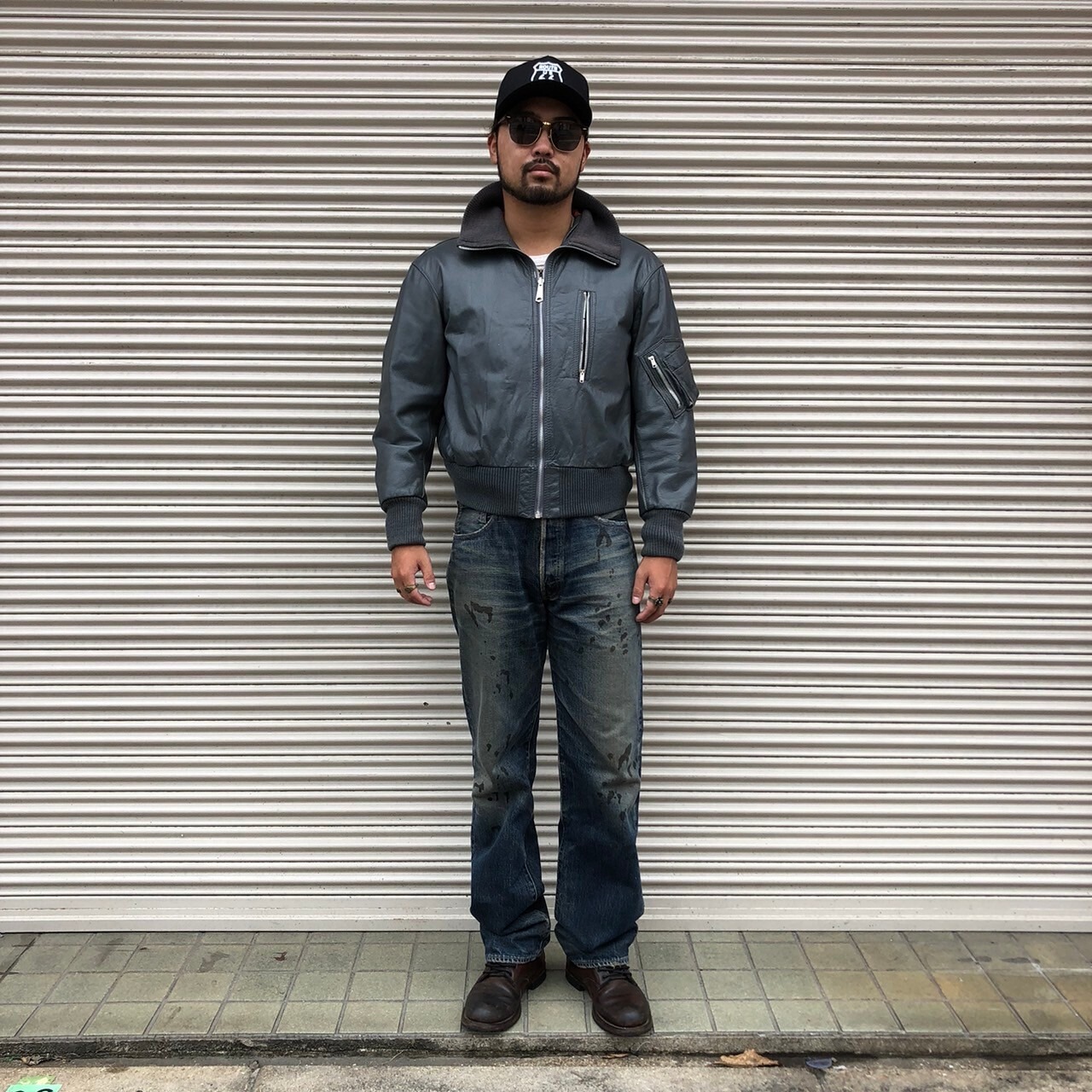 80s ドイツ軍 ヴィンテージ 空軍 ドイツ パイロット ジャージ M レザー 