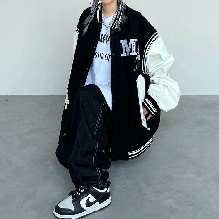 スタジアムジャンパー スタジャン アウター 長袖 ビッグロゴ オーバーサイズ ルーズ ストリート スポーティ カジュアル ユニセックス 韓国 ファッション E Eaglerose イーグルローズ 韓国メンズファッション通販サイト