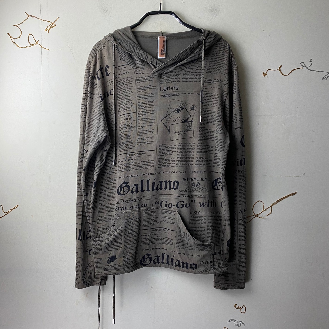 JOHN GALLIANO newspaper pattern hoodie 