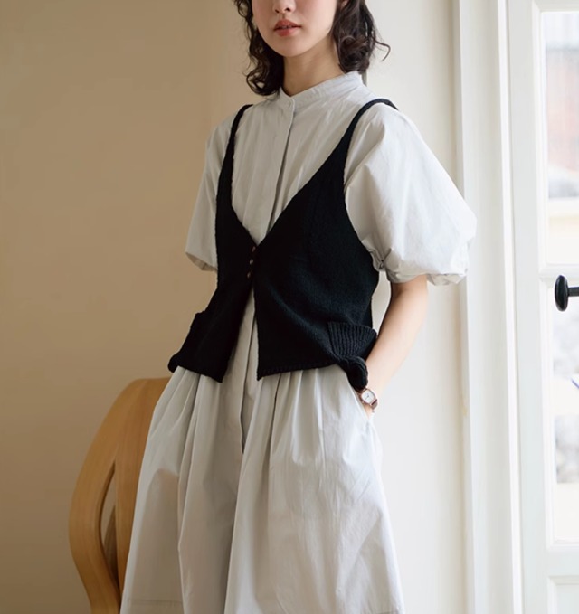 knit short vest【2024041902】